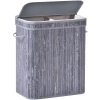 RYL-100L-GREY | Grey laundry basket | Bamboo toy box | Wooden clothes basket | Two-compartment laundry basket for the bathroom