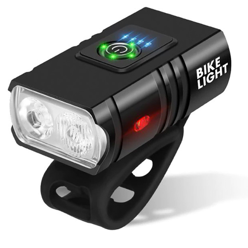 Sæt LED cykellygter for og bag på cyklen | 2 XM-L T6 CREE LED'er, 1000lm, 6 lystilstande, 1200mAh | 5 dioder, 4 lystilstande, 50lm