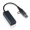 JC-WK03-GRAY | Ethernetová sieťová karta USB 3.0 | Adaptér 2v1 | USB-C adaptér