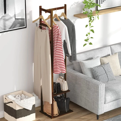 BYY-505-RW | Appendiabiti con ripiani | bambù scuro