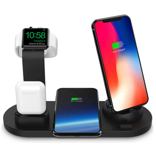 WD-02 | QI dokkoló Apple iPhone Airpods Watchhoz | 15W vezeték nélküli töltő | 3 csatlakozó - USB-C / Lightning / Micro USB