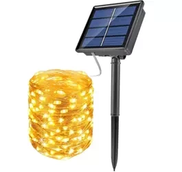 FLD-100LED-WW | Solar garland, garden lamp | 100 LEDs, 10m | warm white