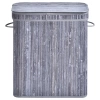 RYL-100L-GRIS | Panier à linge gris | Conteneur de jouets en bambou | Panier à vêtements en bois | Panier à linge à deux compartiments pour la salle de bain