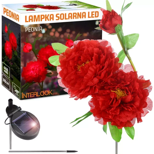 FLD-10-ROSSO | Lampione solare da giardino LED Peonia rosso | 80 cm, 600 mAh