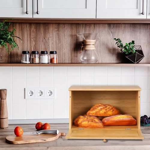 FC-B209 | Tascapane in bambù | Contenitore per alimenti per pane, pane, panini, alimenti