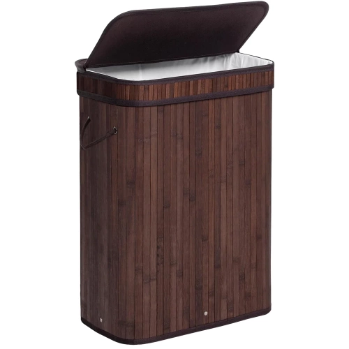 UYL-80L-DABR | Brown laundry basket | Bamboo toy box | Wooden clothes basket | Single-chamber laundry basket for bathroom