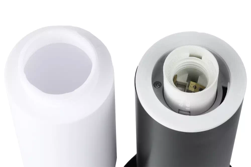 LLR-45CM | Staande tuinlamp, ronde paal voor een E27 lamp | Voeding 230V, RVS | Mat zwart, 45cm