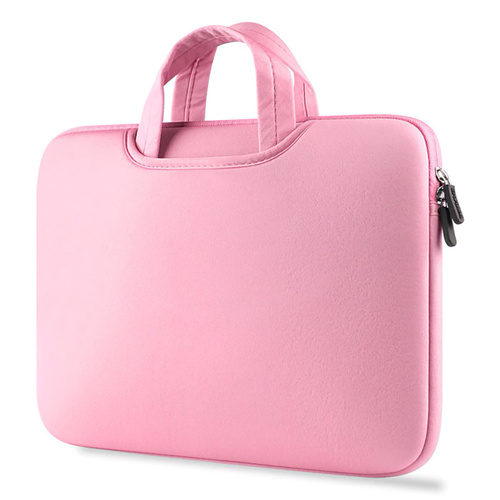 Neopren-Laptoptasche für 13,6 Zoll | Griffe, zwei Seitentaschen | Rosa | BR04