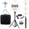 YQ-480B | Powerful ring lamp with smooth adjustment of color and light intensity with a 195cm tripod | 3 phone holders, bag