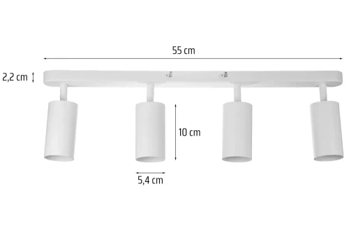 MS-GU10-4 | Plafoniera a quattro luci, 4 faretti GU10 orientabili bianchi