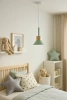 Hanglamp met glazen kap en hout | Scandinavisch design, geschikt voor E27 fitting | groen | YG-XD002B-G