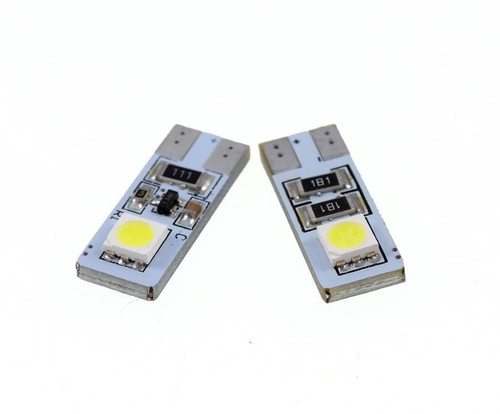 Autó LED izzó W5W T10 2 SMD 5050 CAN BUSZ KÉTOLDAL