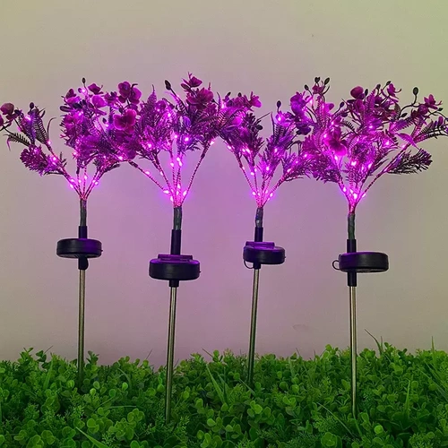 FLD-16-ROXO | Flor solar | Lâmpada solar LED para jardim Buquê de orquídeas | 60cm, 600mAh