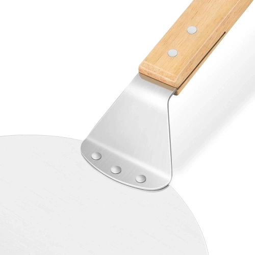 MD-120-SILVER | Steel pizza peel | Bread and baking shovel | Round stove spatula
