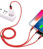 UC08-1.2M-3in1-Rød | 3 i 1 kabel | USB - Micro USB, iPhone Lightning, Type-C