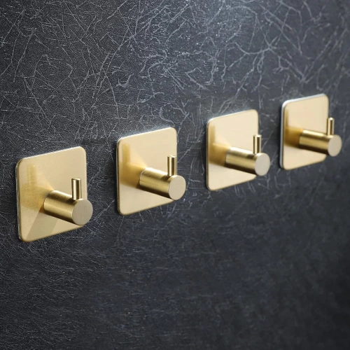 BXG-4PCS-GOLD | Gold hook for clothes, cloths, towels | Self-adhesive holder for kitchen accessories