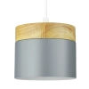 Suspension minimaliste style scandinave avec élément en bois | douille E27 pour salon, chambre | gris | YG-XD003-GY