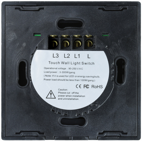SW86-3 | Triple touch light switch | toughened glass | black