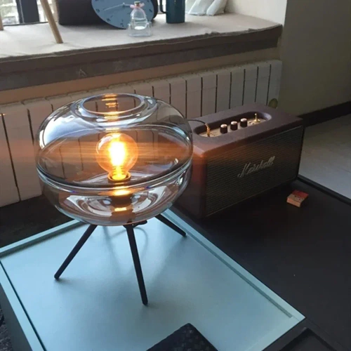 BH-233-TS | Lampă de noptieră elegantă cu abajur de sticlă | Lampă de masă modernă din sticlă