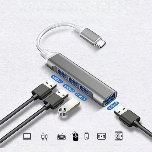 CENTRO | Divisor USB-C para 4x USB-A | adaptador, divisor tipo C 4 em 1
