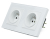 F60-SC80-2 | Presa F60 doppia terra con cornice | Vetro temperato bianco | 230 V