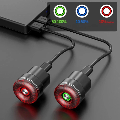 Luz traseira inteligente para bicicleta | Iluminação LED com sensor de freio | Luz traseira de LED para bicicleta à prova d'água IP65 com função de frenagem e carregamento USB | WD-SR