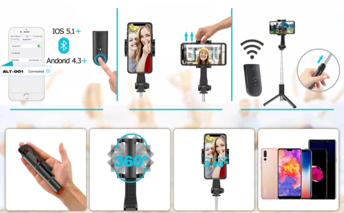 PSI-F120 | Selfiestick | Statief | Een stok, een statief voor je telefoon om foto's te maken