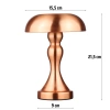 HJA24-A-CUIVRE | Lampe de table LED champignon | Lampe sans fil pour hôtel, restaurant | Lampe tactile de nuit