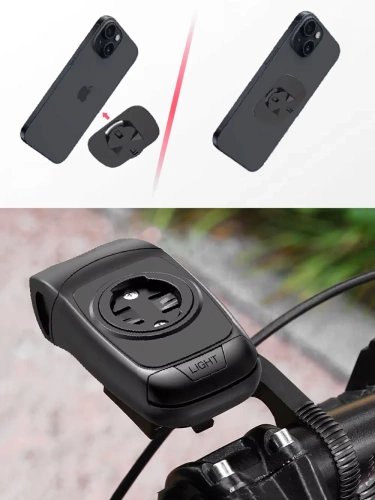 3in1 LED Bike Light with Horn | Holder for Garmin GPS Computer or Phone | Smart Lighting with Built-in Battery | 05BQ0062