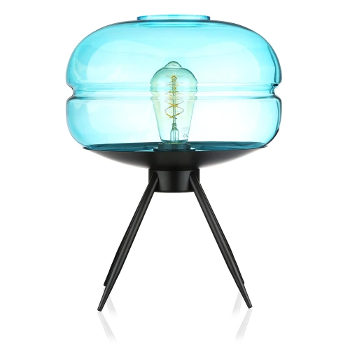 BH-233-BLAUW | Stijlvolle bedlamp met glazen kap | Moderne glazen tafellamp