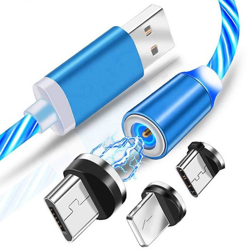 AM67 | 3in1 2M | Cablu de incarcare magnetic luminos cu 3 varfuri