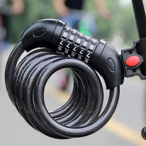 Antivol vélo à code | câble de sécurité 100 cm | cadenas vélo à combinaison 5 chiffres | câble antivol en acier | BLC-566