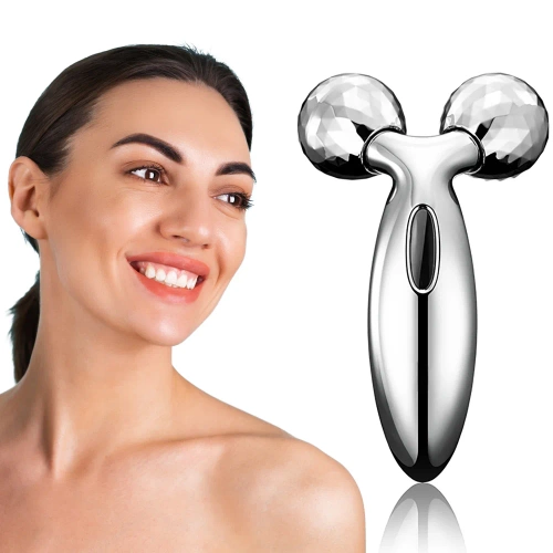 AL-306B-ARGENT | Masseur facial | Rouleau rotatif visage et corps