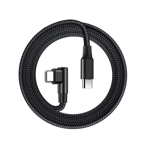 PD-F60W-1M-B | GSM kábel | Uhlový kábel USB-C | Kábel s 90-stupňovou zástrčkou. | Rýchle nabíjanie DODÁVANIE ENERGIE | Kábel na prenos dát