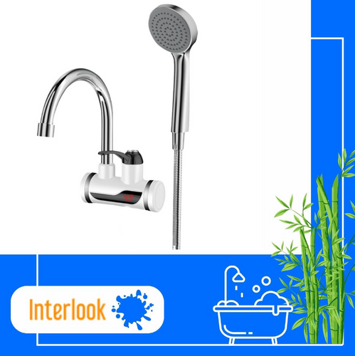 RX-018-BLANCO | Grifo eléctrico con función de ducha | calefacción | caño ajustable | calentador instantáneo con auricular | Blanco