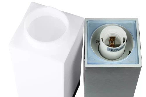 LLF-65CM | Lampă de grădină în picioare, stâlp pătrat pentru bec E27 | Alimentare 230V, inox | otel inoxidabil, 65 cm