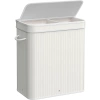 RYL-100L | Cesto de roupa branca | Recipiente de brinquedo de bambu | Cesto de roupa em madeira | Cesto de roupa suja com dois compartimentos para banheiro