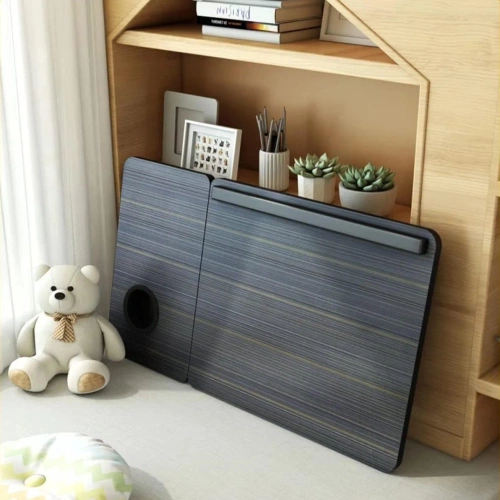 Tavolo pieghevole per laptop con angolo di inclinazione regolabile | Tavolo funzionale con piano aggiuntivo | Supporto per letto mobile | LFD-5532-BK