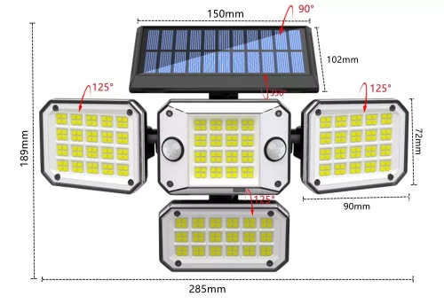 LED-Gartenleuchte | 296 LEDs | schwarz | LD-296LED-BLACK