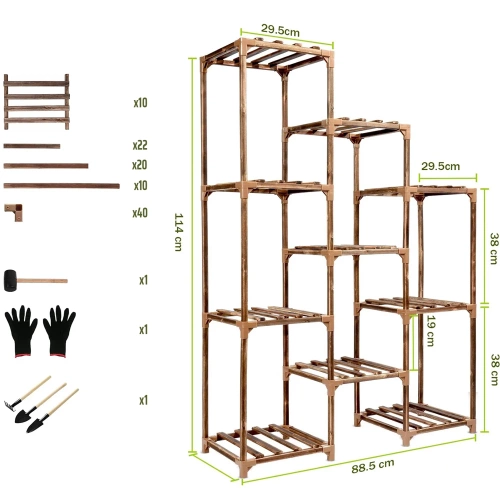 NZ239-BAMBOO | Fából készült virágtartó virágcserepekhez | Növényállvány | Virágos polc