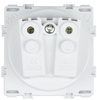 SC80-4 | Set of quadruple frame + 4x 230V earthed plug socket | Tempered glass | White