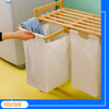 NZ-2BS-Bamboo | Double laundry basket with cabinet | Bamboo