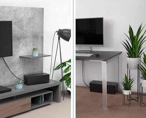 JB2318-Černá | Organizér na kabel, typ BOX s držákem telefonu | Nádoba na pásky a kabely