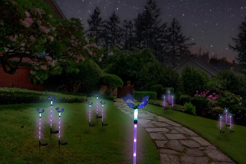 FLD-42-BLEU | Lampe solaire de jardin à LED Butterfly | 73 cm, 600 mAh