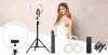 Lampada ad anello professionale 45 cm con treppiede 210 cm | Kit illuminazione per trucco o streaming | RL-480 2 in 1