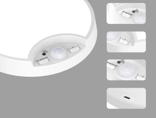 C2772-BLANC | Plafonnier avec batterie intégrée | Plafonnier LED avec détecteur de crépuscule et de mouvement