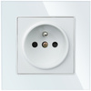 F60-SC80-1 | Priză simplă cu masă F60 cu cadru | Sticlă temperată albă | 230V