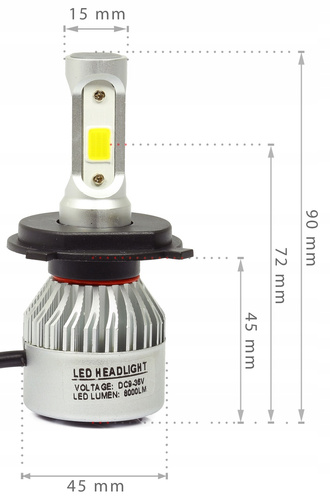LED H4 S2 COB 36W 16000 lm készlet