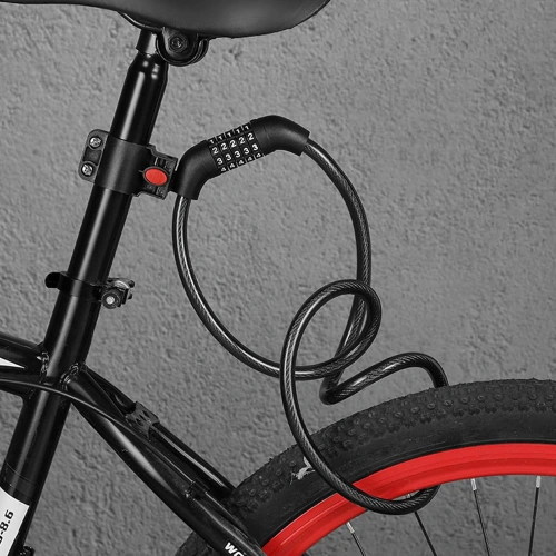Antivol vélo à code | câble de sécurité 100 cm | cadenas vélo à combinaison 5 chiffres | câble antivol en acier | BLC-566