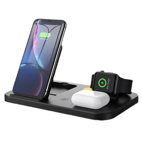 WD-04 | Docking station per Apple iPhone AirPods Watch | Caricabatterie wireless da 15 W per telefono e cuffie | Versione da viaggio